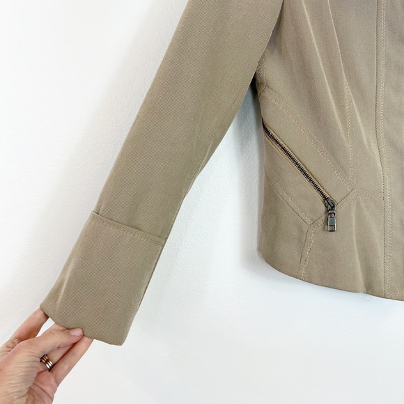 Strenesse Gabriele Strehle Zip Up Jacket with Snaps Tan Women's 6 - Picture 2 of 12